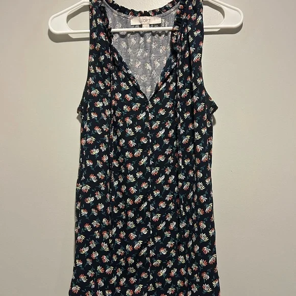 LOFT Navy and White Sleeveless Tank Top - Picture 1 of 3